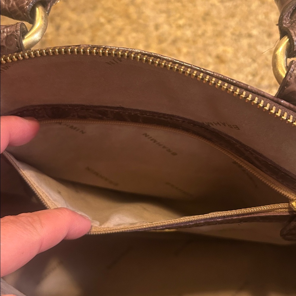 Brahmin Brown Crocodile-Embossed Handbag - Picture 5 of 7